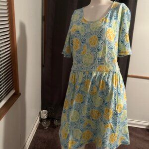 Lands' End Lemon Citrus print dress, size M/P